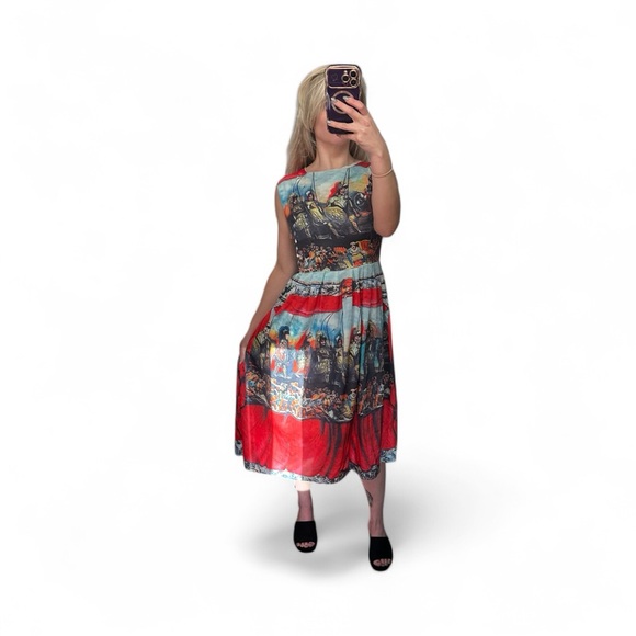 Vintage Marching Army Graphic Midi Dress XS - Picture 7 of 7